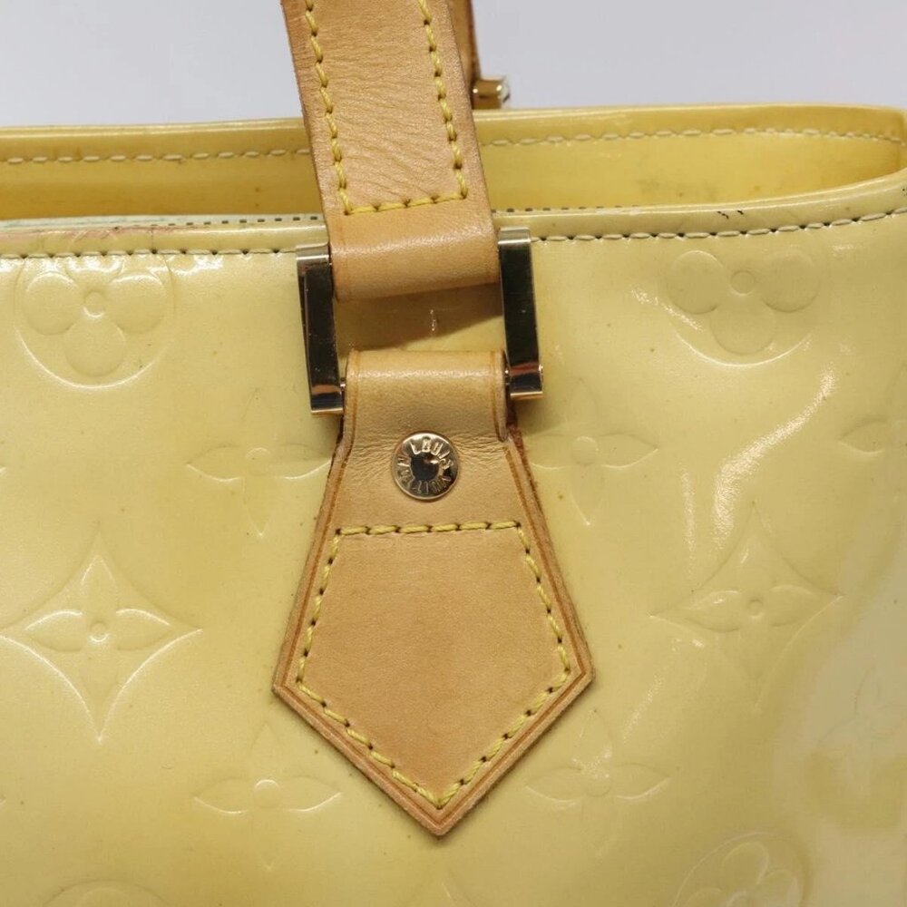 LOUIS VUITTON Monogram Vernis Houston Hand Bag Lime Yellow LV Auth - Picture 11 of 16